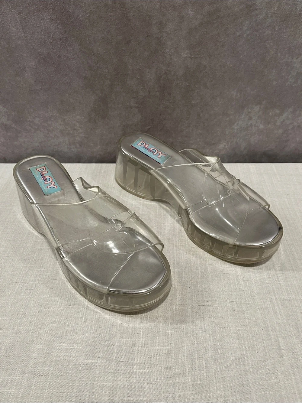 Jeffrey Campbell Play Clear Platform Slide Sandals - Transparent size 10